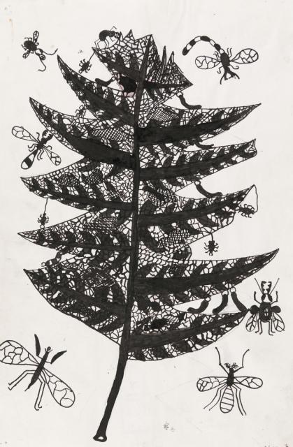 Insekten zerbeißen ein Blatt