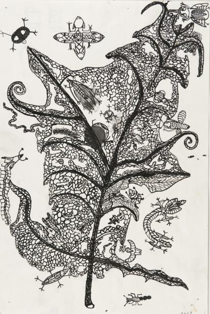 Insekten zerbeißen ein Blatt