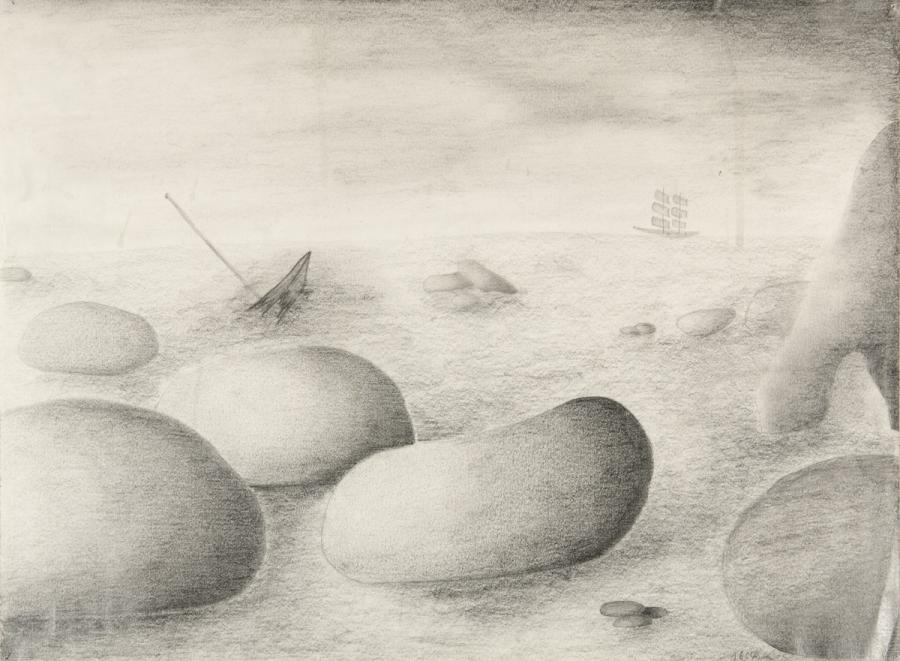 Landschaft: Versunkenes Schiff