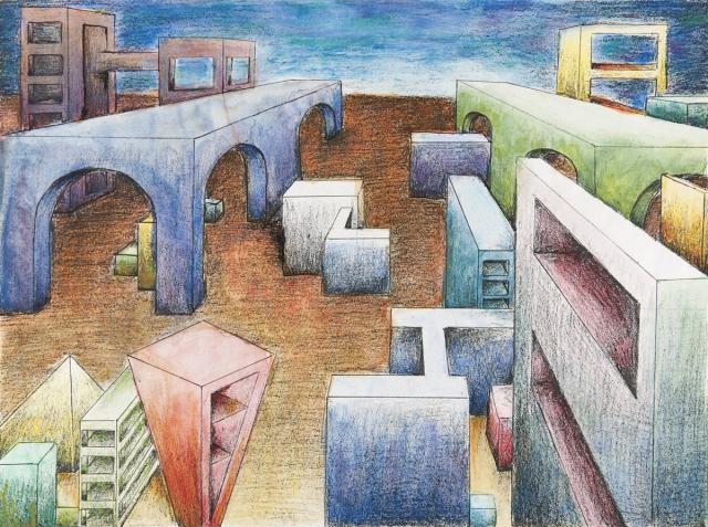 Zentralperspektive mit kubischen Formen