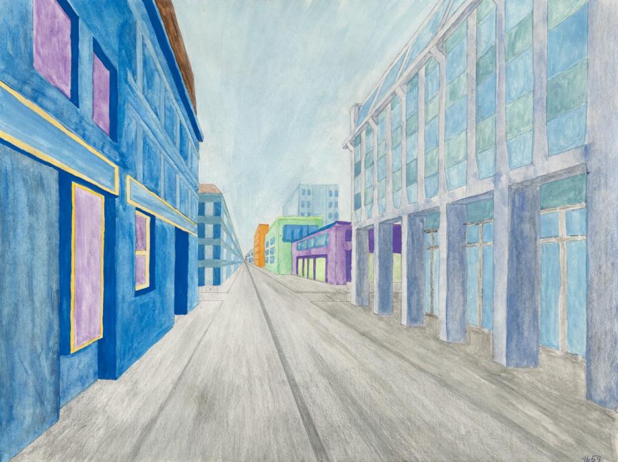 Zentralperspektive: Straßenschlucht