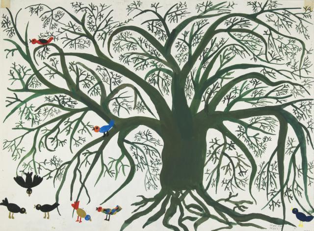 Alter Baum mit Vögeln