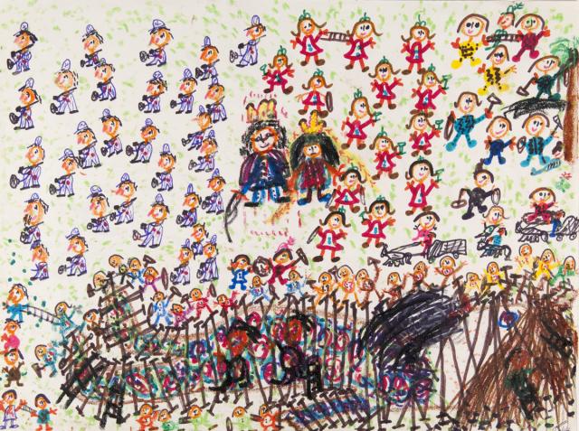 Königspaar und Menschenmenge