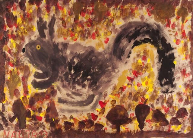 Herbst: Tier versteckt sich im Laub