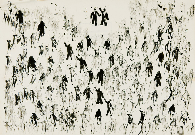 Kartonstempel: Menschenmenge