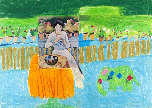 Macke: Weiterführung einer Kunstpostkarte