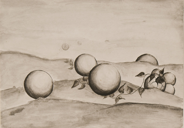 Surreale Landschaft mit Kugeln