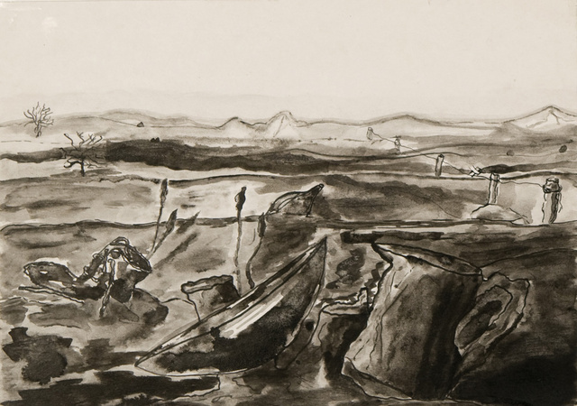 Surreale Landschaft und Umweltverschmutzung