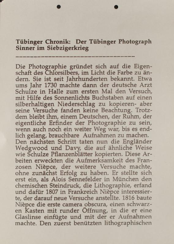 Tübinger Ansichten in Photographie und Siebdruck von 1864 bis 1994