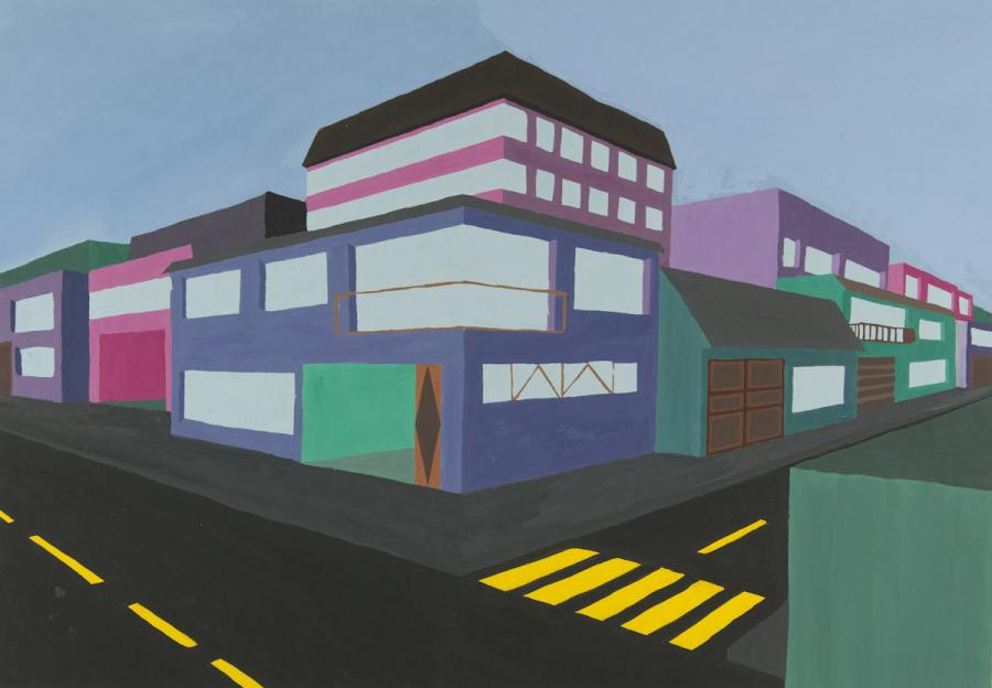 Perspektive mit 2 Fluchtpunkten: Hochhäuser