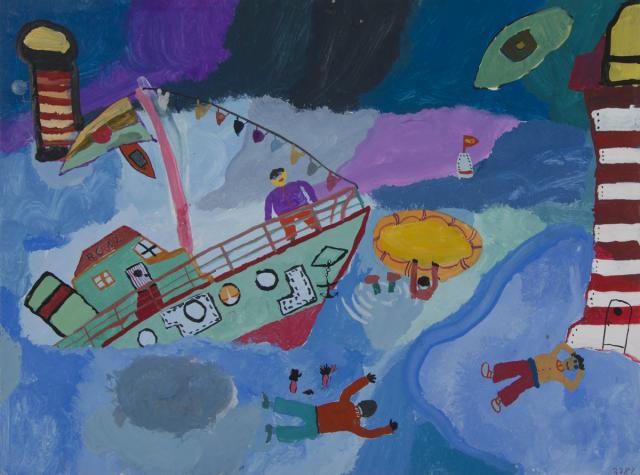 Schiffskatastophe: Ein Schiff sinkt