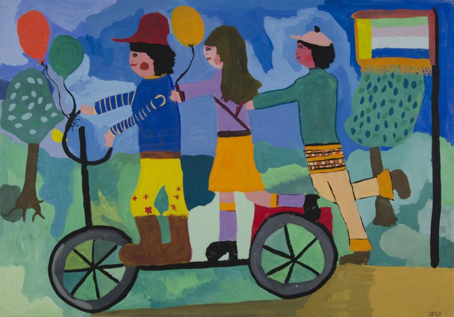 Kinder beim Rollerfahren