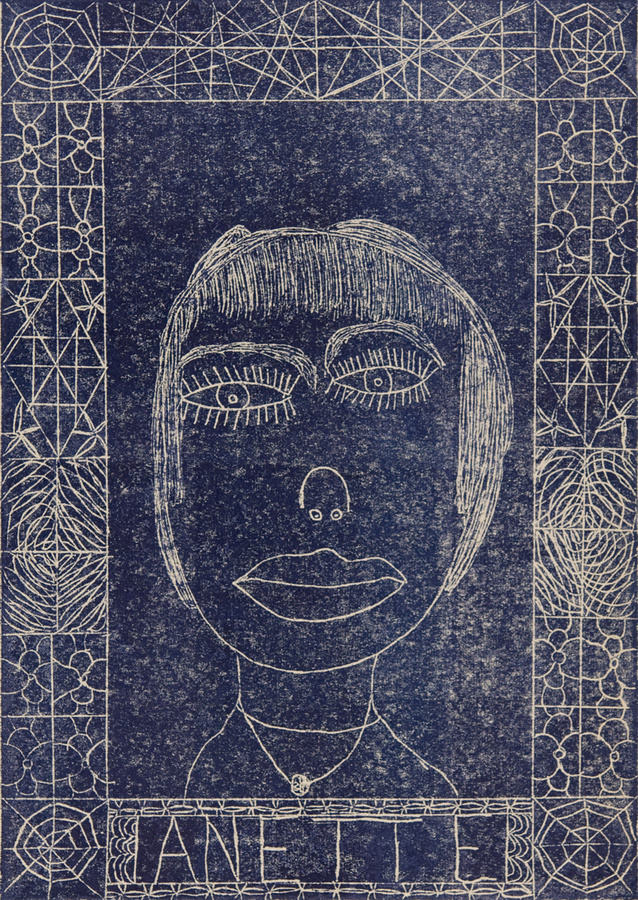 Porträt in ornamentalem Rahmen