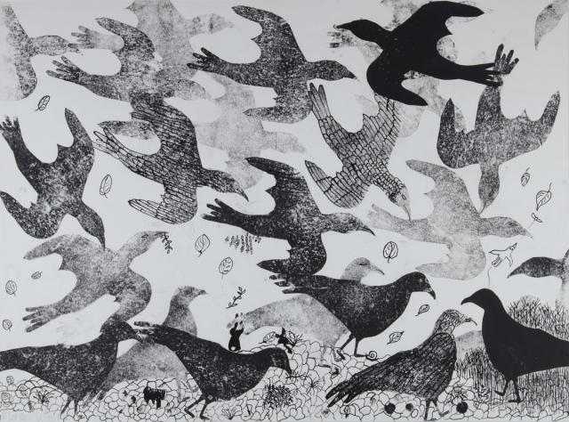 Kartonstempel: Tierschwarm - Vögel