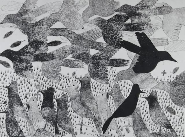 Kartonstempel: Tierschwarm - Vögel