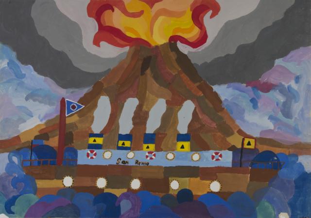 Schiff vor Vulkaninsel