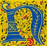 Schrift mit Malerei, Farbkreiden, Farbstiften