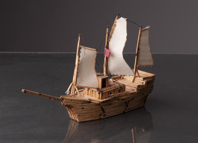 Streichholzplastik: Segelschiff