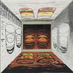 Surrealer Raum mit Trinkgläsern