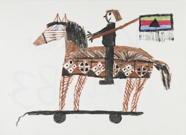 Kartonkantendruck: Reiter