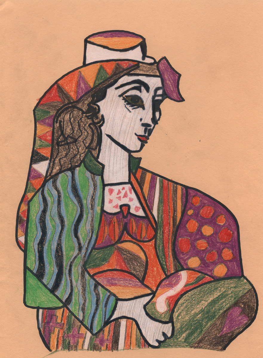 Porträt nach Picasso: Ausmalen einer Vorlage