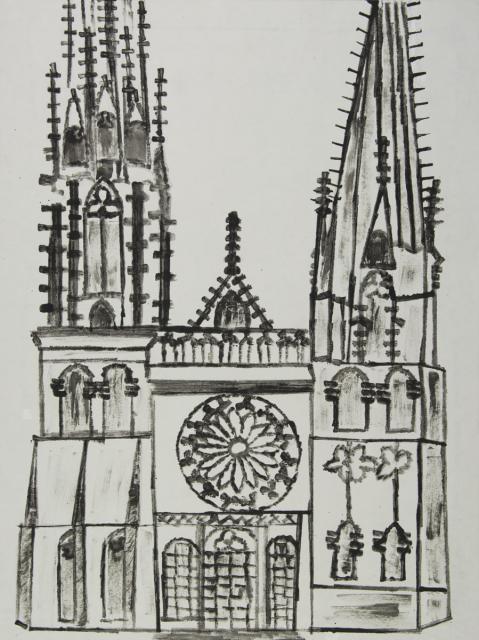 Kartonkantendruck: Gotische Kathedrale