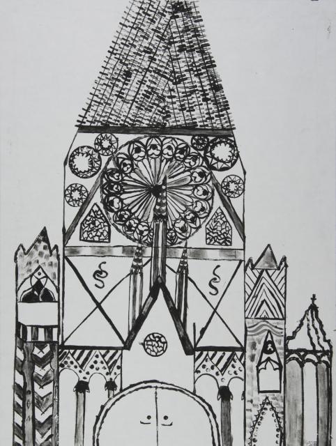 Kartonkantendruck: Gotische Kathedrale