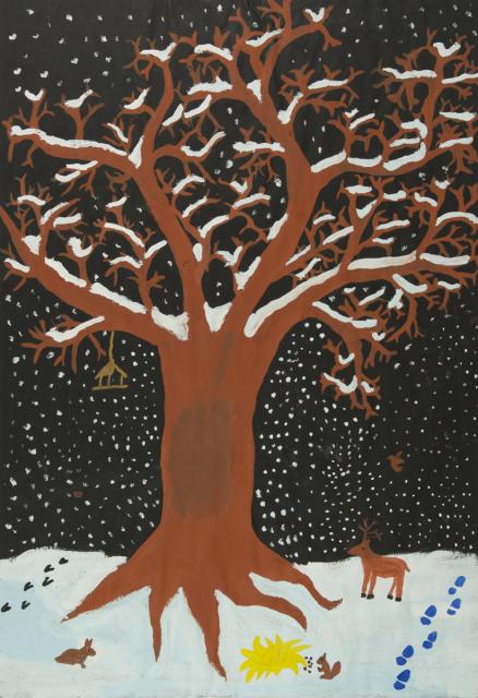 Jahreszeit Winter: Baum im Schnee