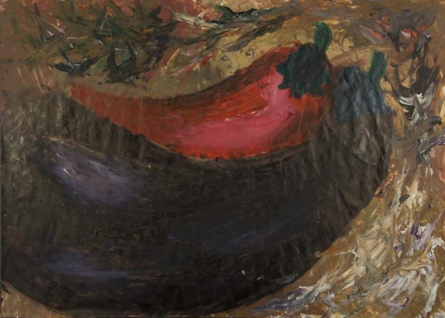 Stillleben: Aubergine und Paprika