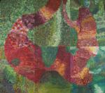 Farbweg: roter Farbweg auf grünem Grund