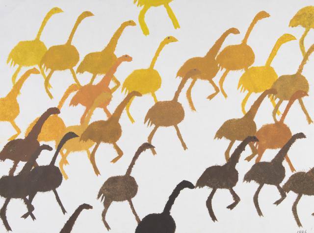 Kartonstempel: Tierherde - Strauße