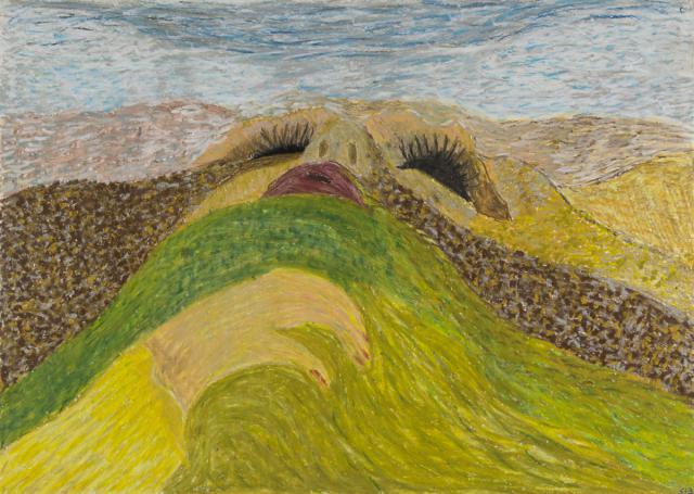 Hausner: Hügelige Landschaft mit Gesicht