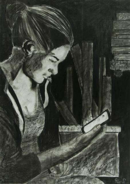 Person mit Handy: Die Erleuchung