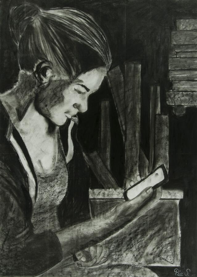 Person mit Handy: Die Erleuchung