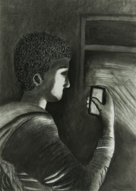 Person mit Handy: Die Erleuchung