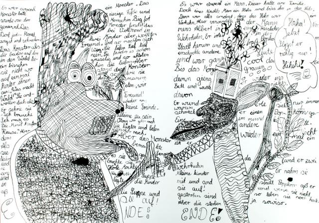 Zwei Kritzelmonster erzählen sich was