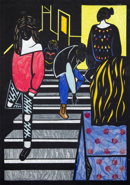 Die Schillertreppe als Scherenschnitt