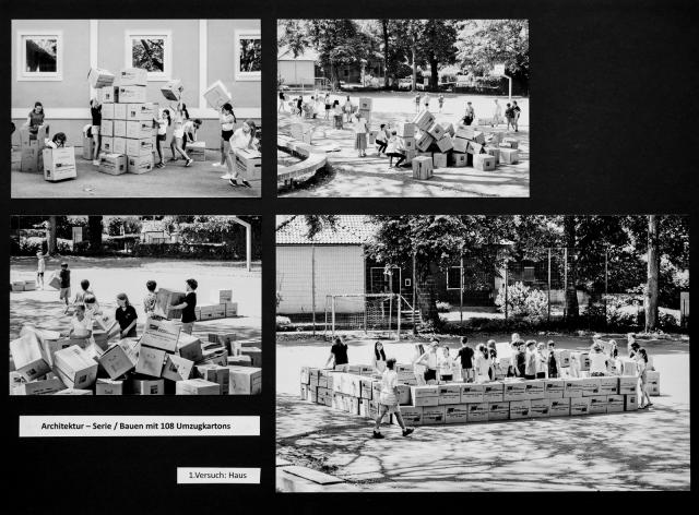 Bauen mit Kartons - 1. Versuch "Haus"