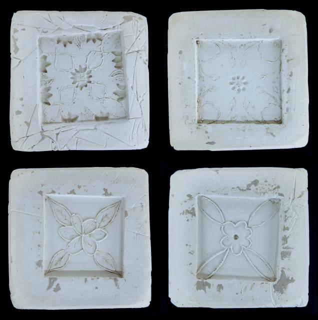 Fliesen mit floralem Motiv (Gipsvorlage)