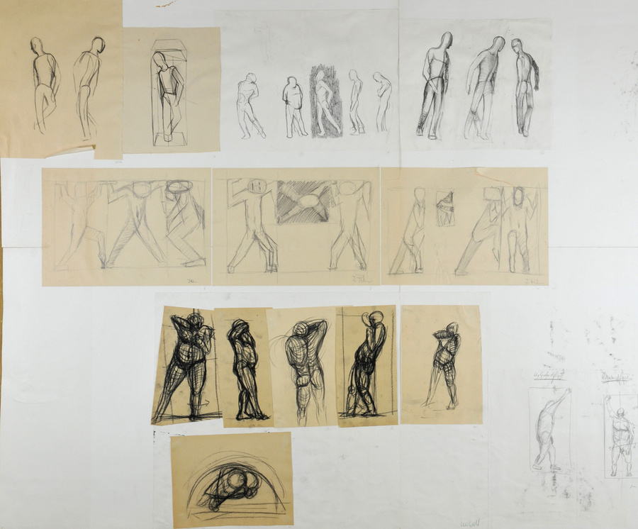 Personen: Entwürfe für Plastiken, Bildhauerzeichnungen