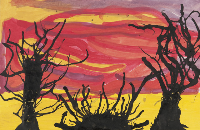 Tusche-Blastechnik: Bäume