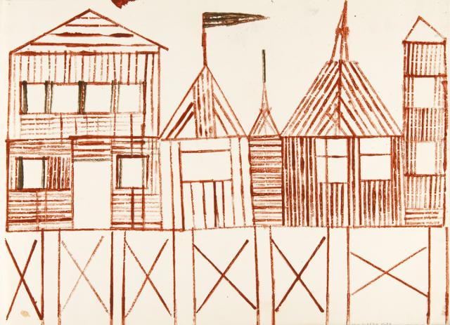 Kartonkantendruck - Pfahlbauten