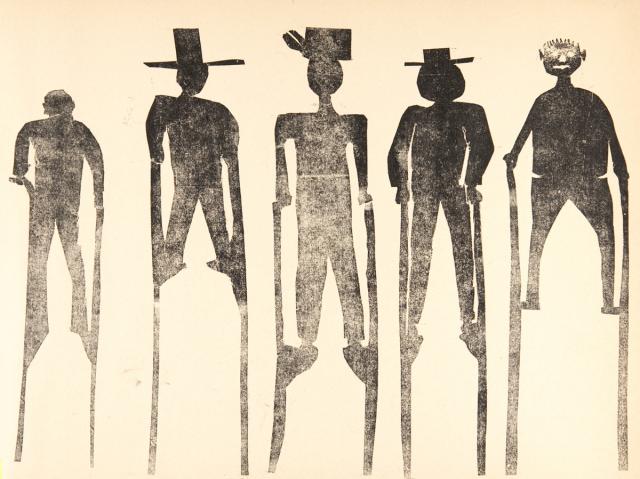 Kartondruck - Stelzenmänner