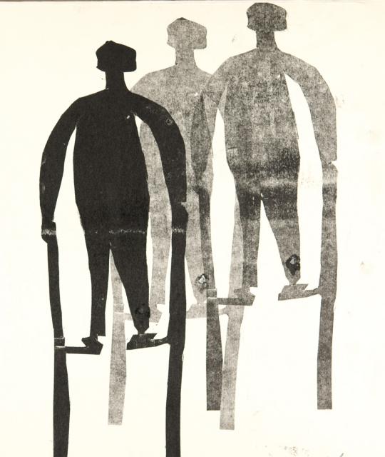 Kartondruck - Stelzenmänner