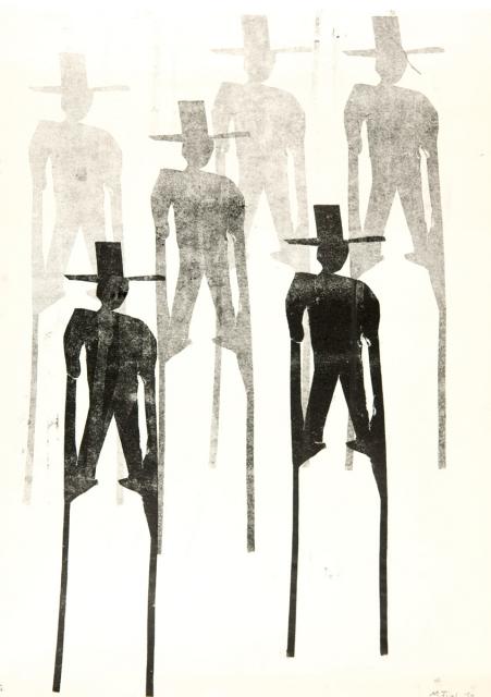 Kartondruck - Stelzenmänner