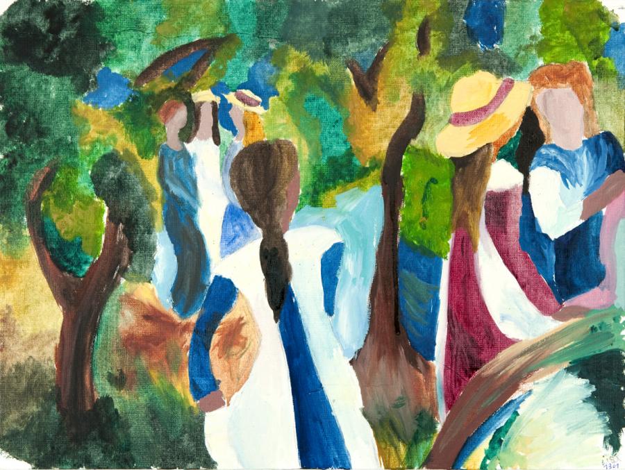 Macke: Mädchen unter Bäumen