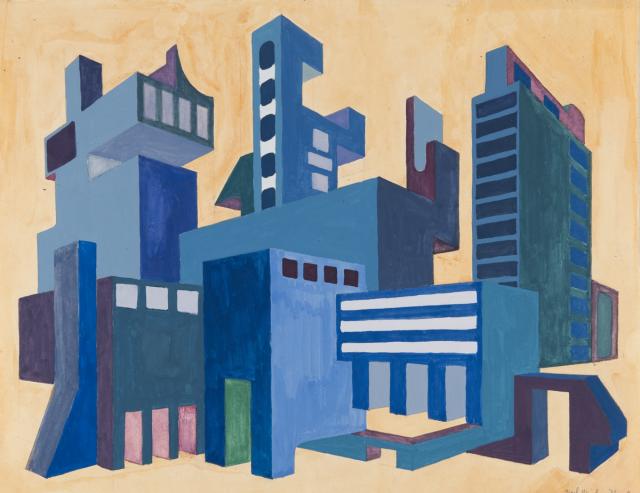 Perspektive mit 2 Fluchtpunkten: Futuristische Gebäude