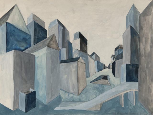 Perspektive mit 2 Fluchtpunkten: Futuristische Gebäude